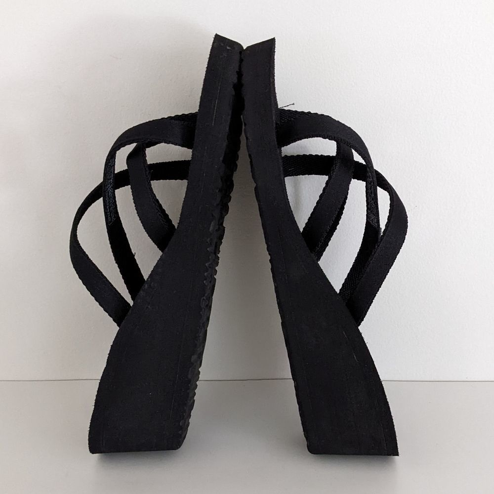 Teva Mush Black Strappy Thong Platform Wedge Flip Flops Sandals Women's 6 - Picture 8 of 8